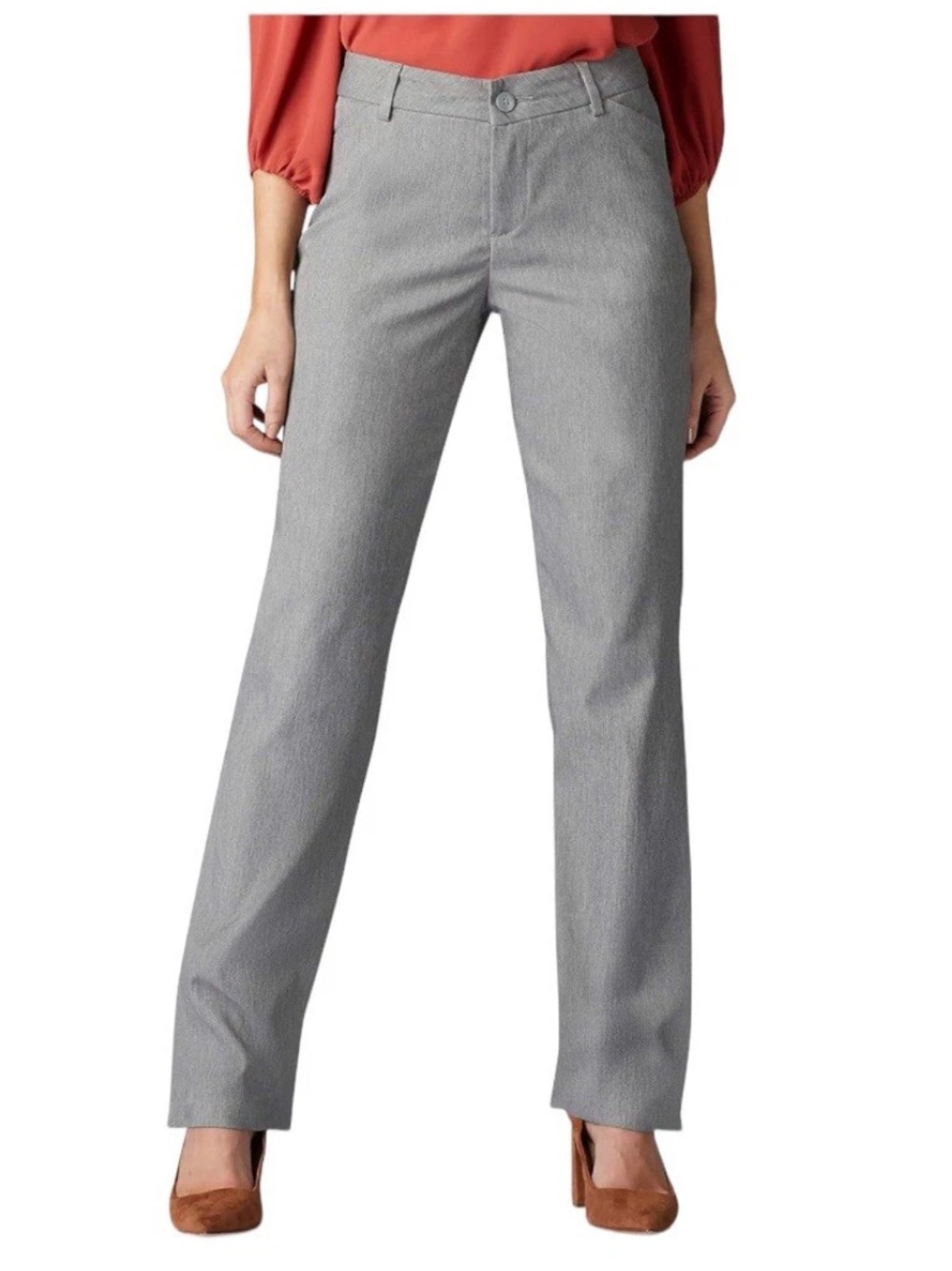 Size 16 Lee Relaxed Fit Straight Leg MidRise Light Gray Dress Pants